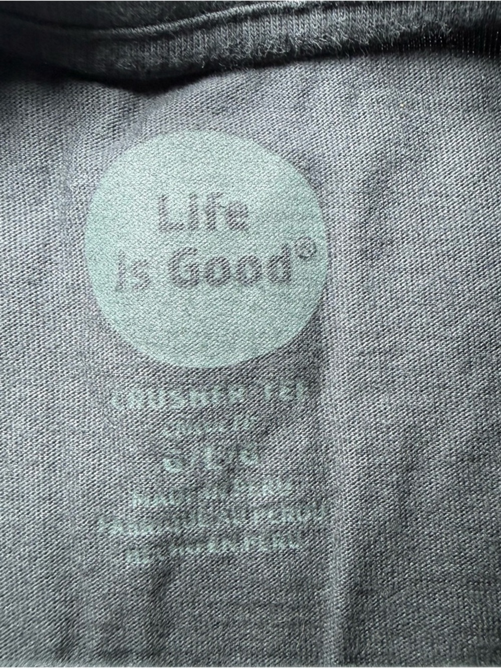 Life Is Good Crusher Mens L Cotton Charcoal “ Peace, Love Hoppiness”  T-shirt - Picture 3 of 5